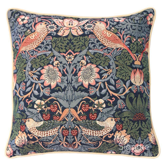 William Morris Strawberry Thief Blue - Panelled Cushion Cover 45cm*45cm-0