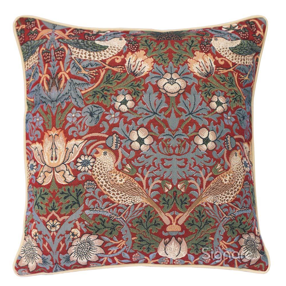 William Morris Strawberry Thief Red - Panelled Cushion Cover 45cm*45cm-0