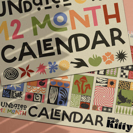 Undated Monthly Calendar | Wall Planner | Matisse Inspired | A4 Landscape | 12 month wirebound hanging calendar-0