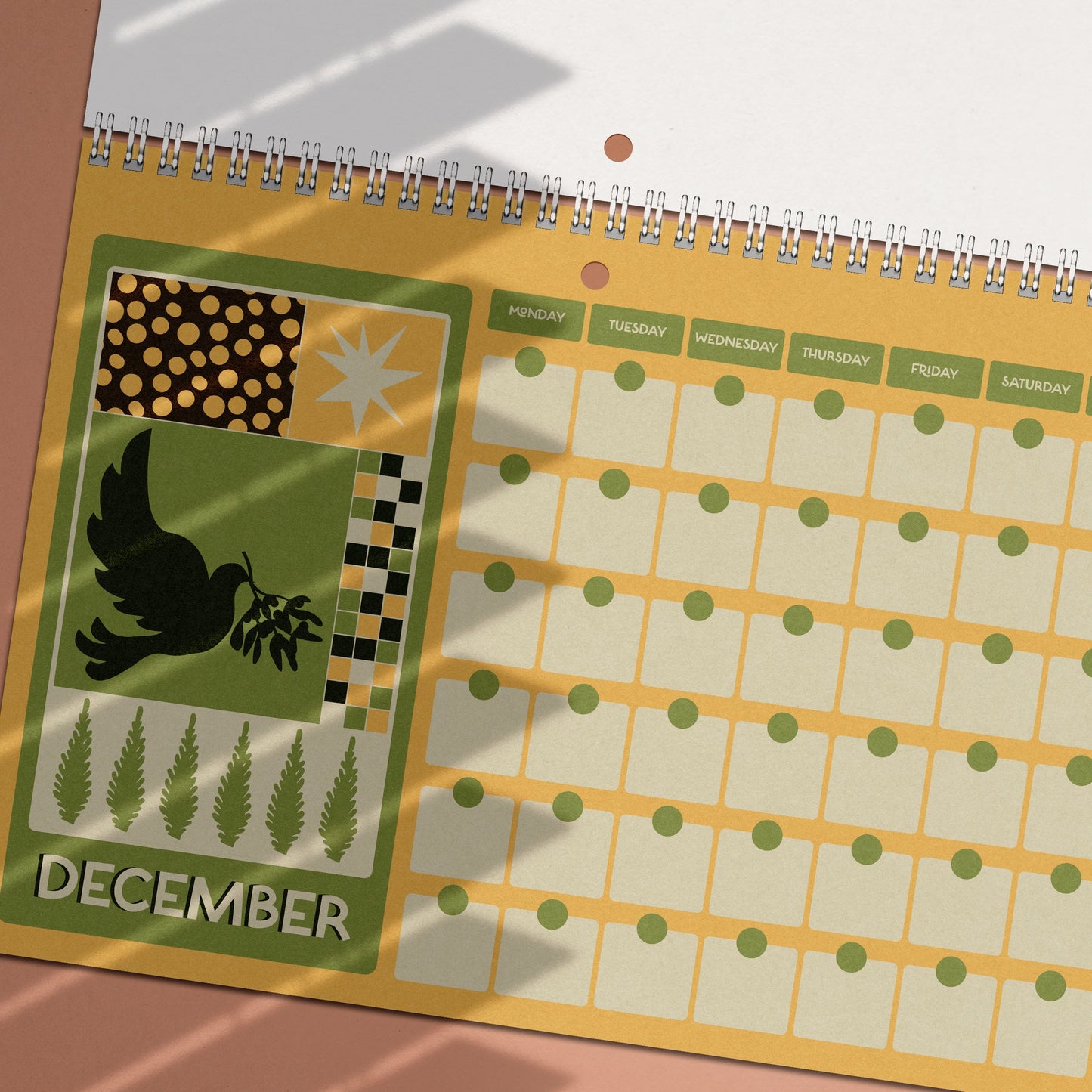 Undated Monthly Calendar | Wall Planner | Matisse Inspired | A4 Landscape | 12 month wirebound hanging calendar-9