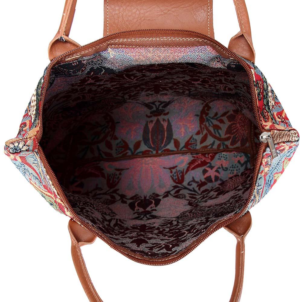William Morris Strawberry Thief Red - Foldaway Bag-5