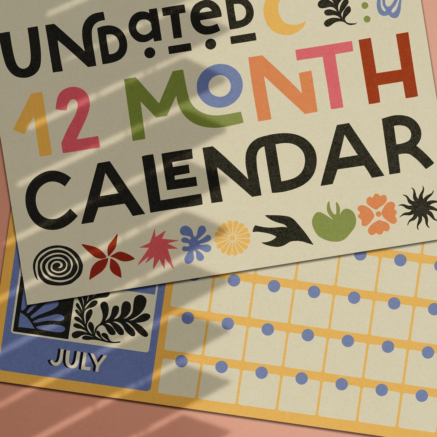 Undated Monthly Calendar | Wall Planner | Matisse Inspired | A4 Landscape | 12 month wirebound hanging calendar-4