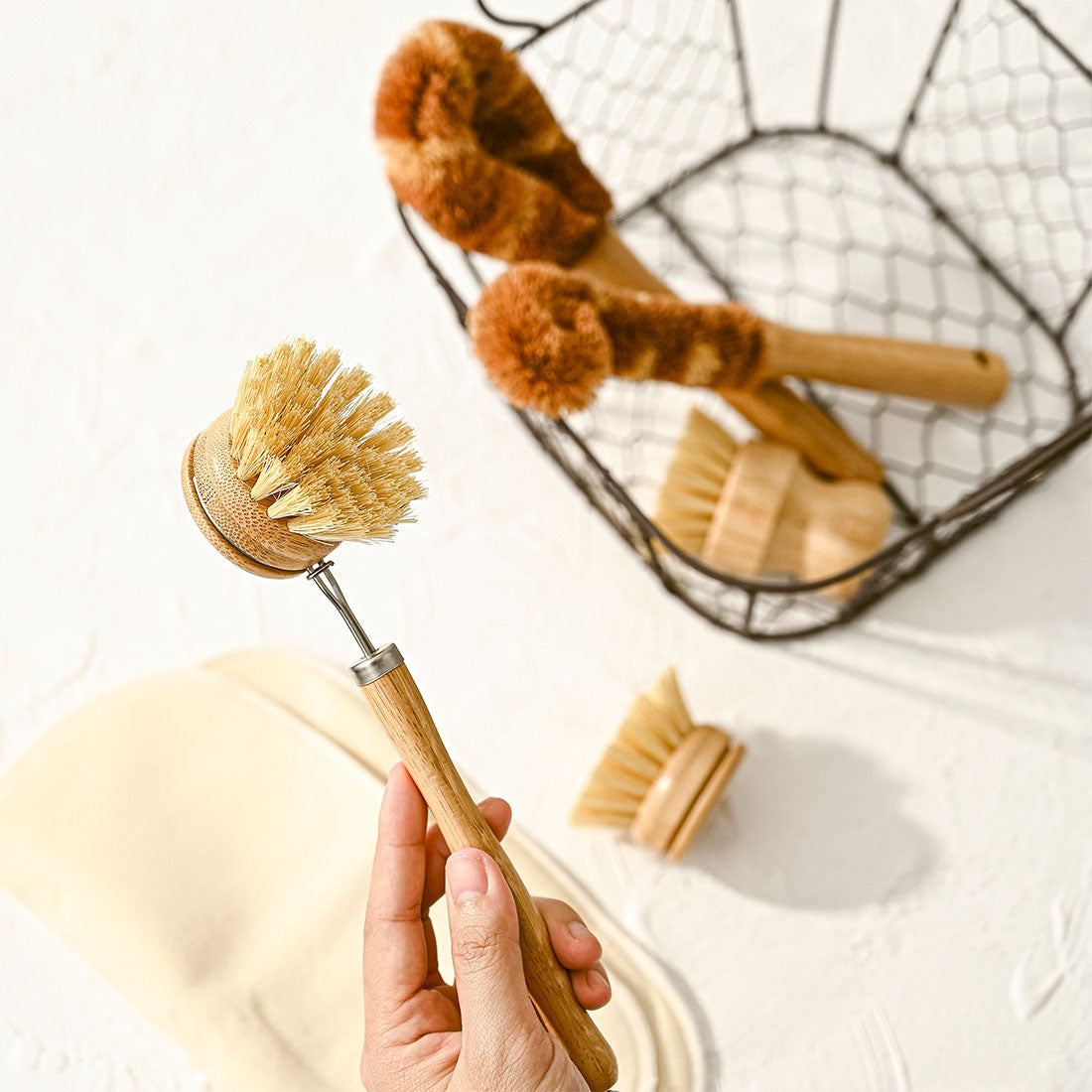 Natural Dish Brushes for Washing Up | Plant Based Kitchen Scrubber Brush (6 Piece Starter Set)-9