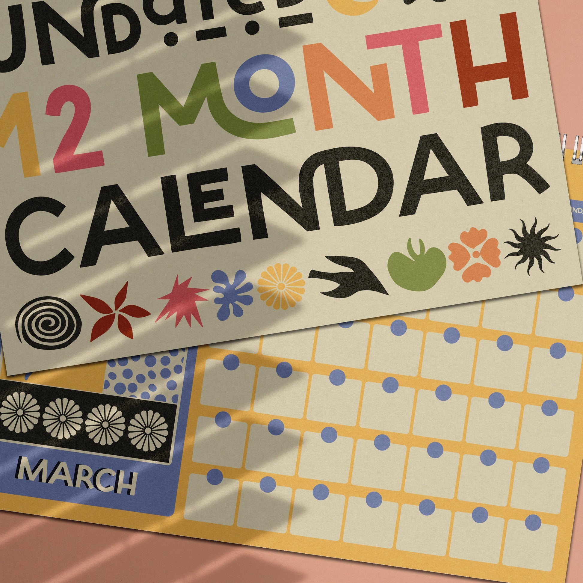 Undated Monthly Calendar | Wall Planner | Matisse Inspired | A4 Landscape | 12 month wirebound hanging calendar-2