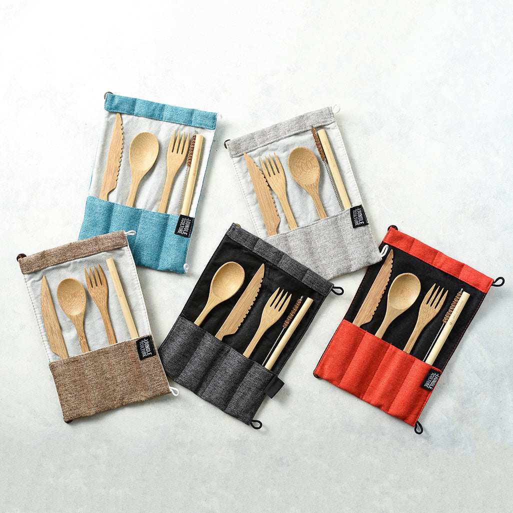 Bamboo Cutlery Set (Light grey bag)-7