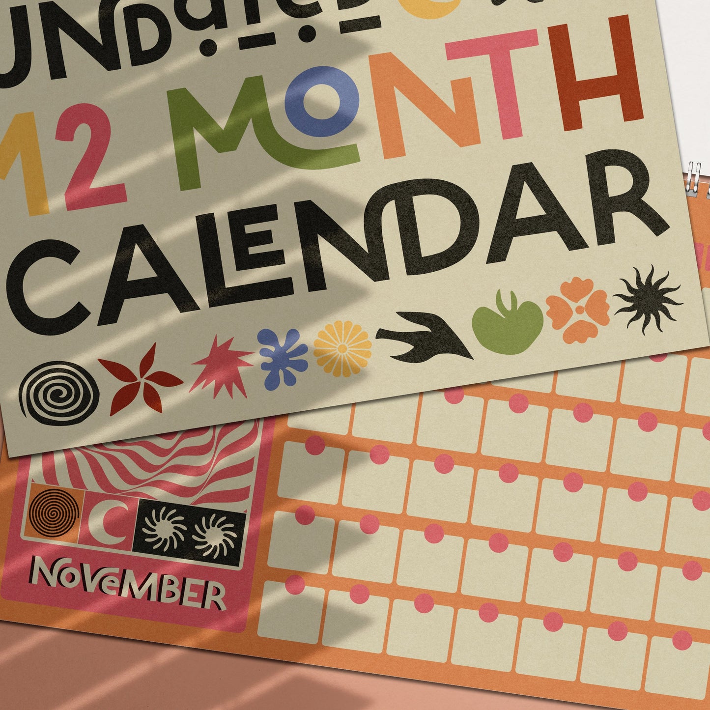 Undated Monthly Calendar | Wall Planner | Matisse Inspired | A4 Landscape | 12 month wirebound hanging calendar-8