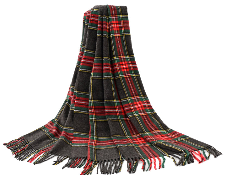 Black Stewart Tartan - Shawl Scarf-1