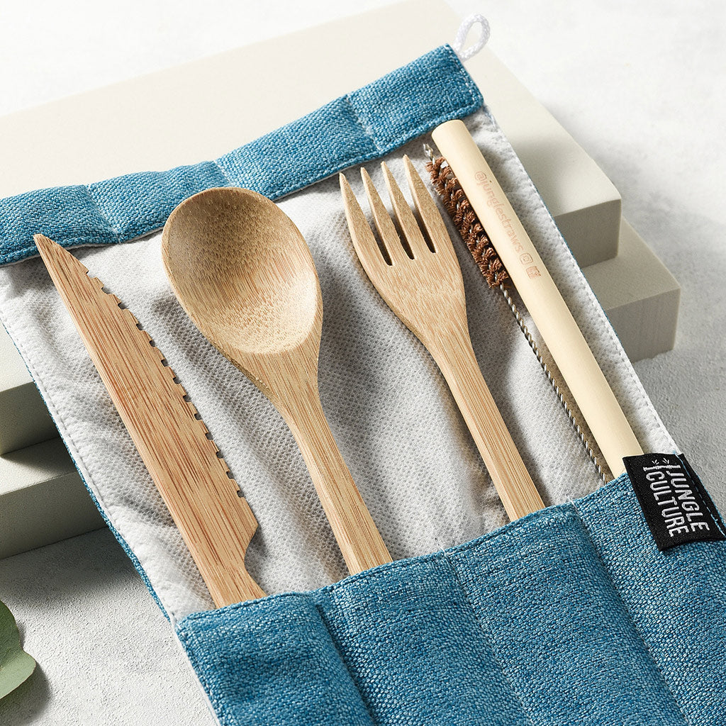 Bamboo Cutlery Set (Brown bag)-3