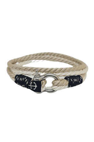 Adjustable Shackle Beige Nautical Bracelet-0