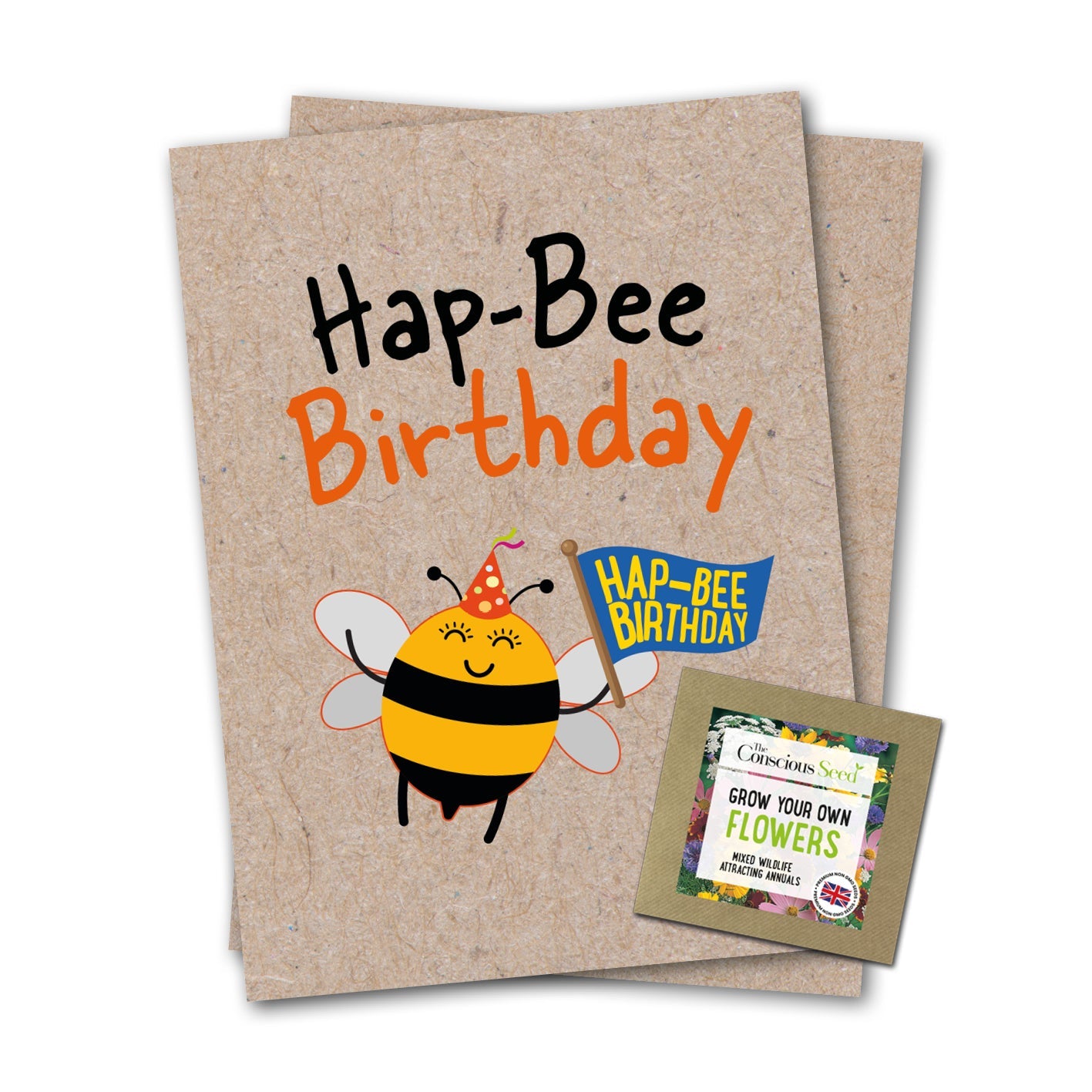 Hap-bee Birthday - Eco Kraft Greeting Card-0