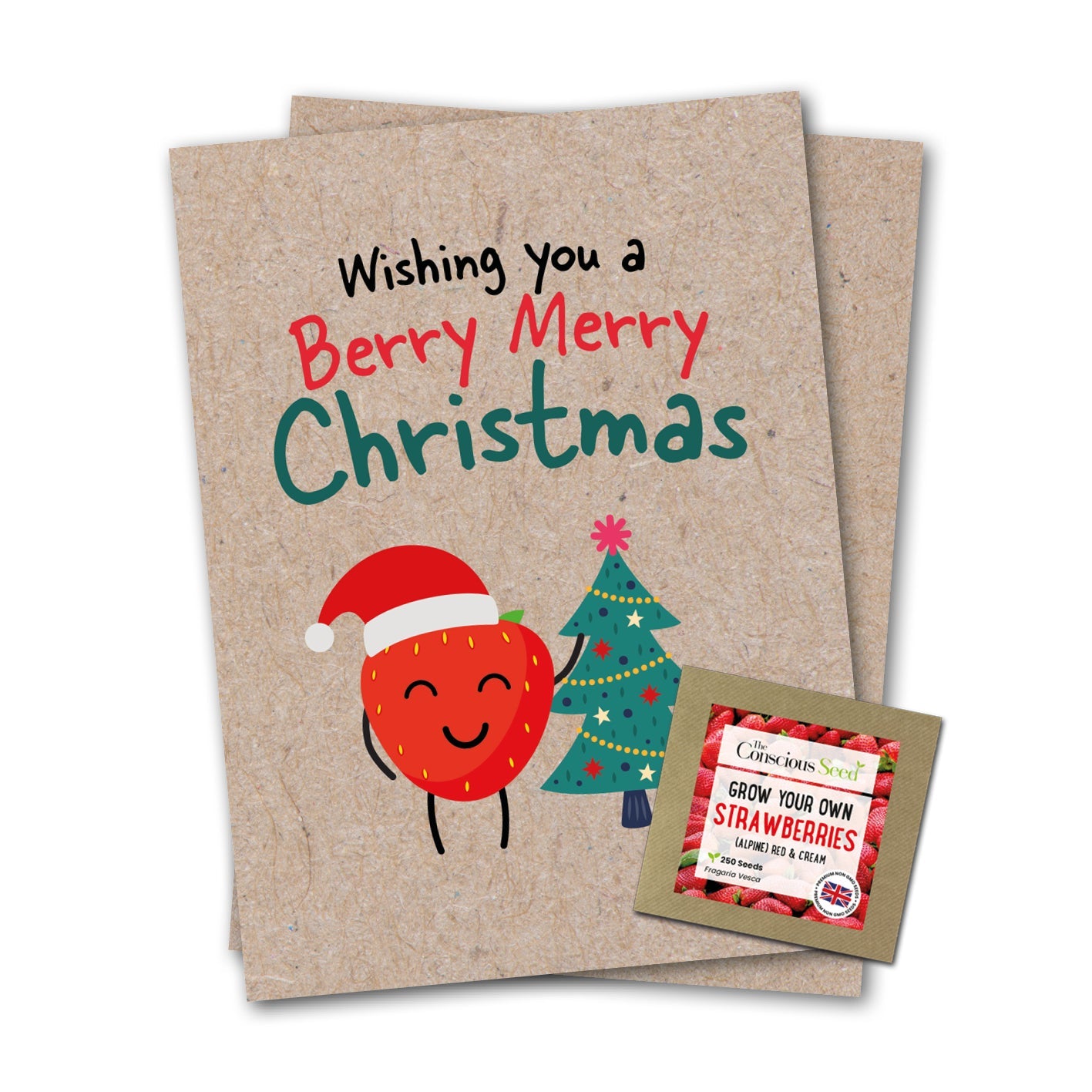 Berry Merry Christmas - Eco Kraft Greeting Card-0