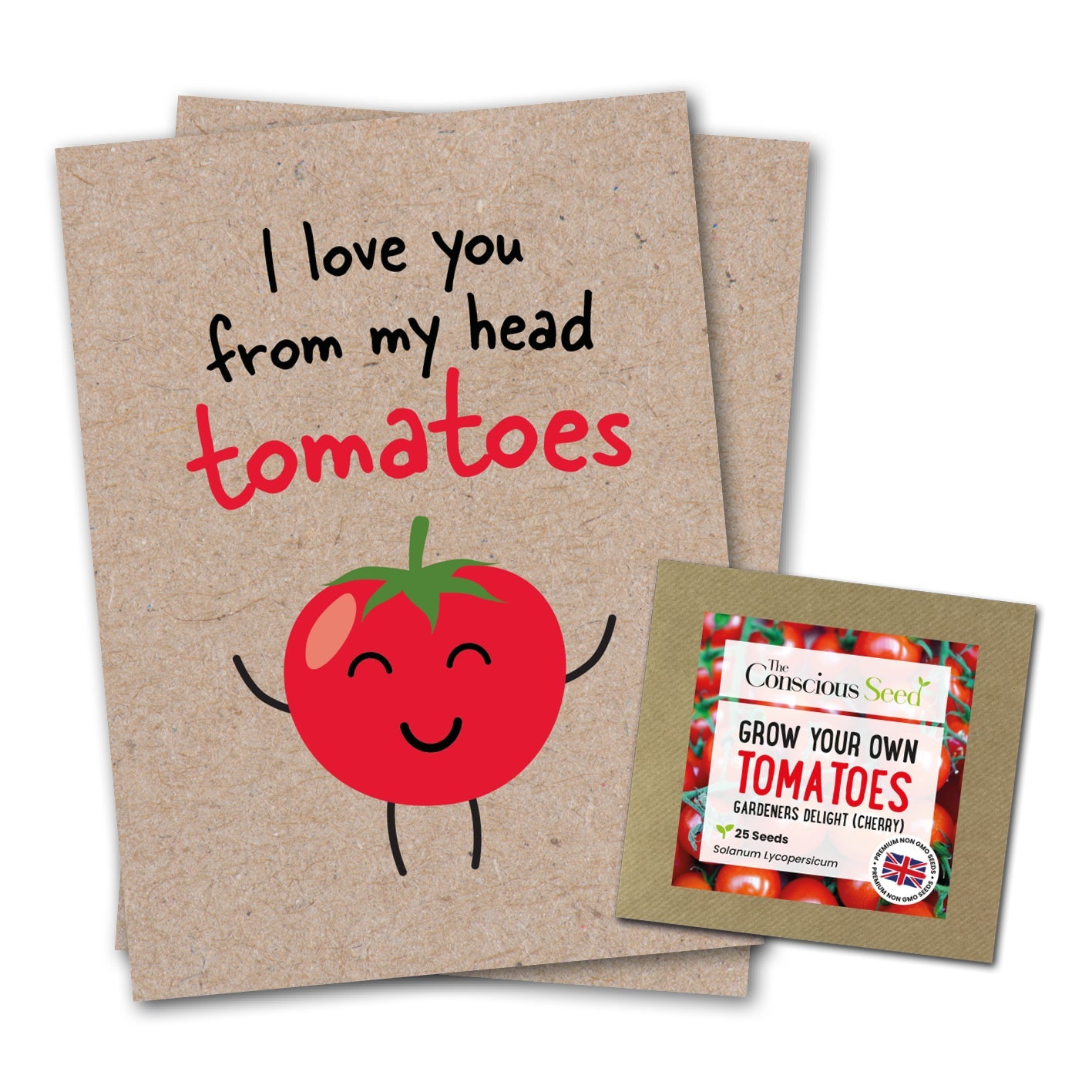 I Love You From My Head Tomatoes - Eco Kraft Greeting Card-0