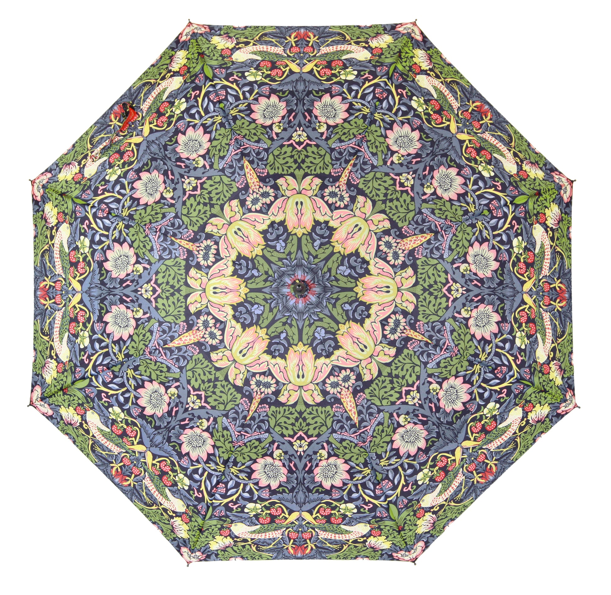 William Morris Strawberry Thief Blue - Art Folding Umbrella-2