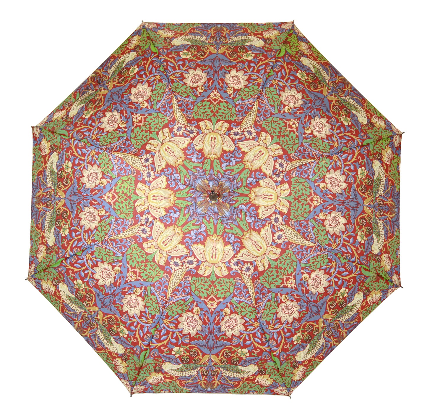 William Morris Strawberry Thief Red - Art Folding Umbrella-2
