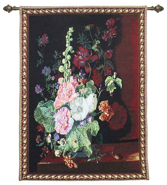 J Huysum Hollyhocks in a Vase - Wall Hanging 100cm x 138cm (70 rod)-0