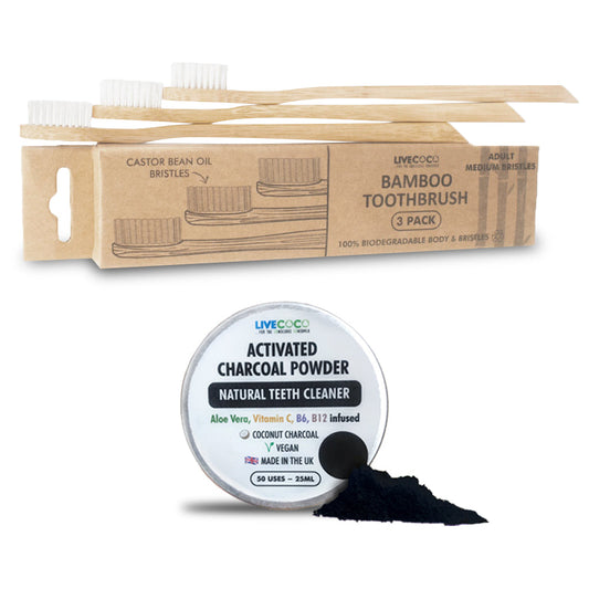 Activated Charcoal Powder & Bamboo Toothbrush Kit-0
