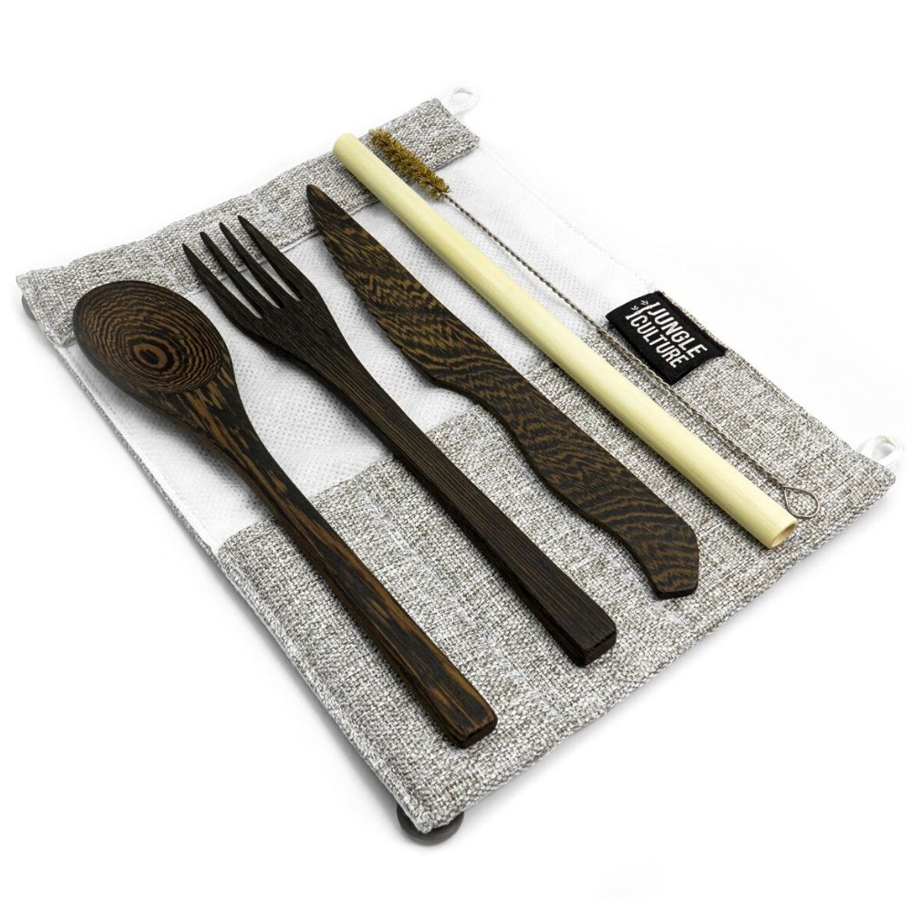 Dark Wood Cutlery Set (Brown bag)-11