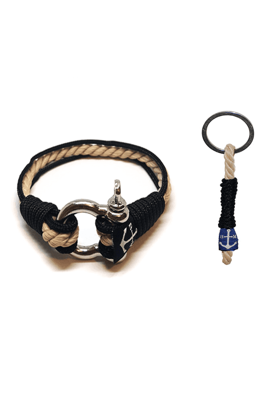 Classic-Black Nautical Bracelet & Keychain-0