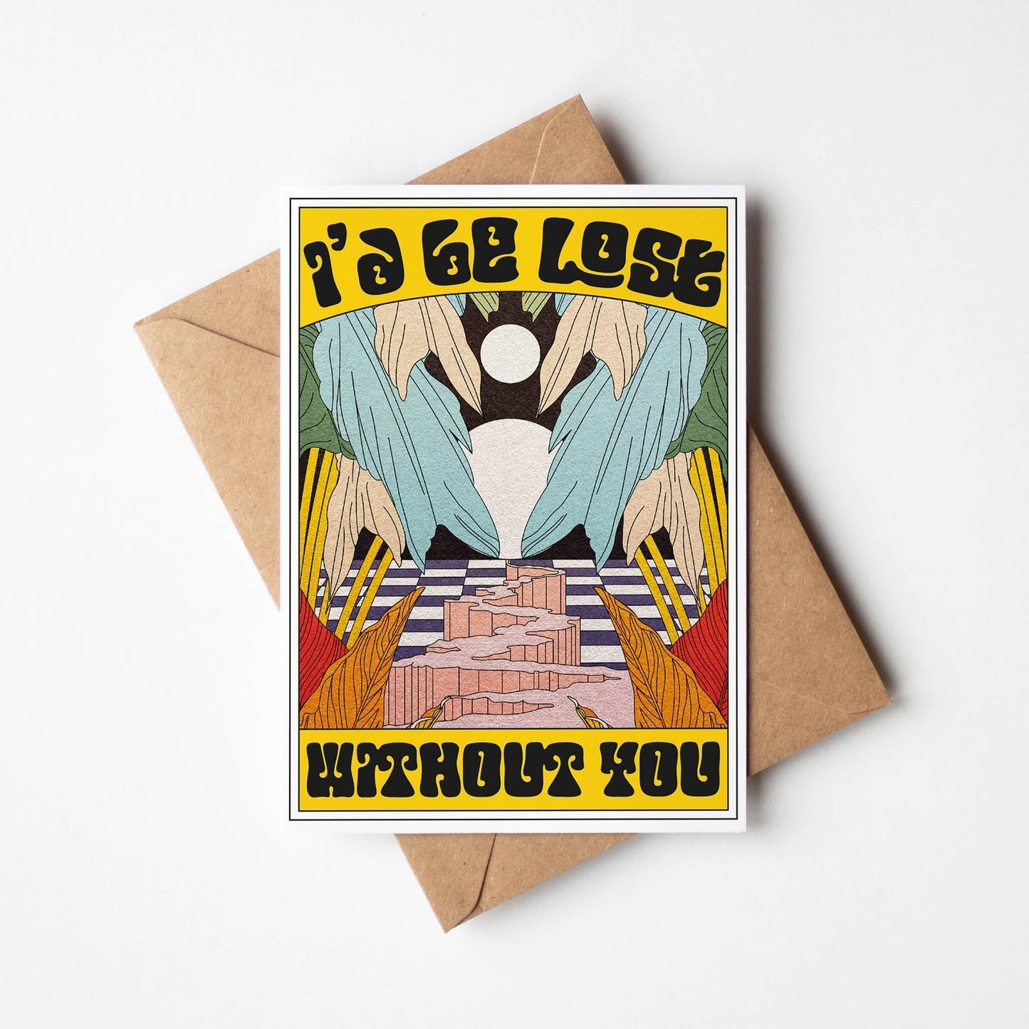 'Lost Without You' Boho A6 Greetings Card | Fully Recycled-0