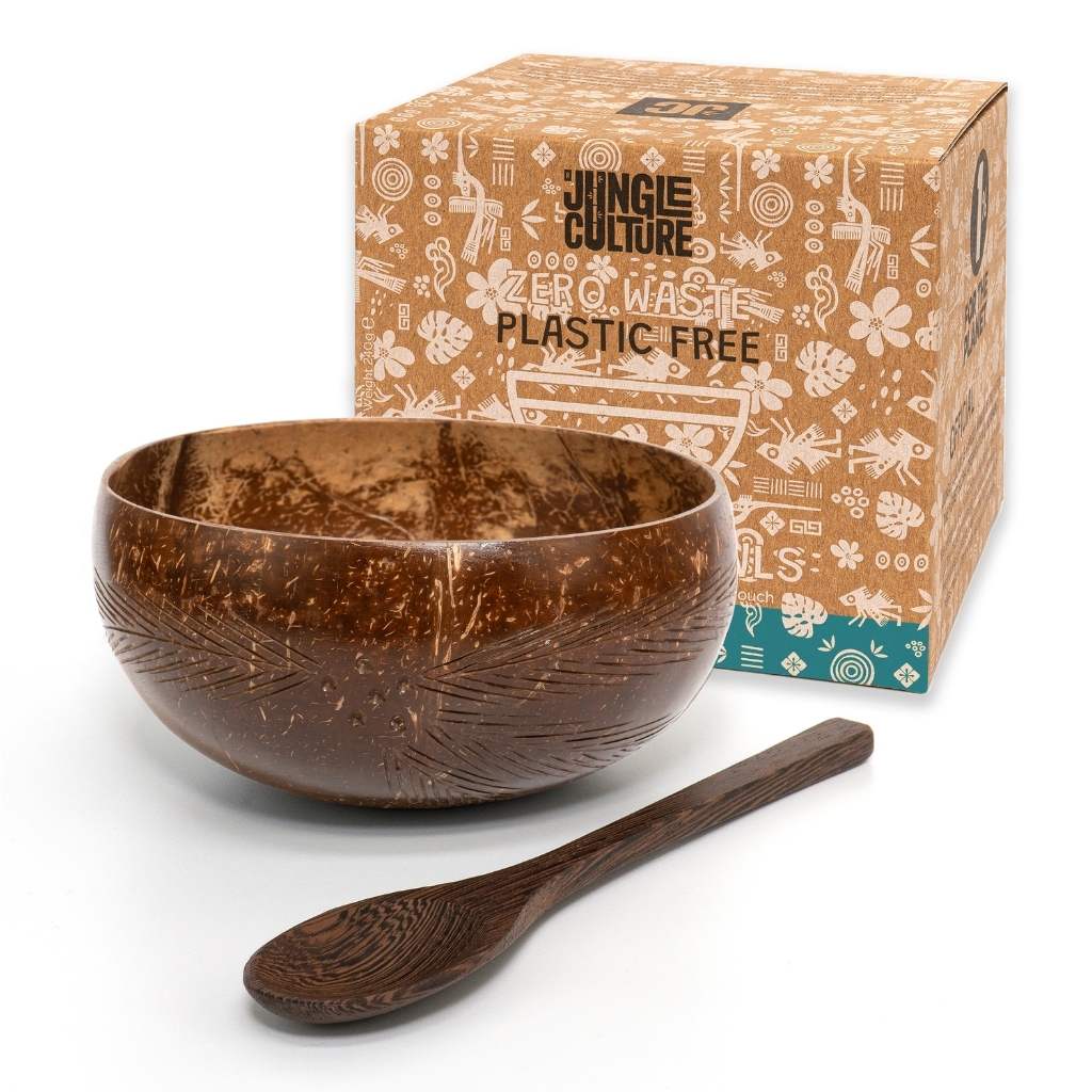 Patterned Coconut Bowl & Spoon Single Set-9