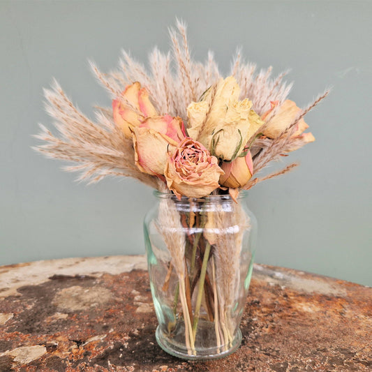 Natural Dried Roses & Pampas Grass Bouquet-0