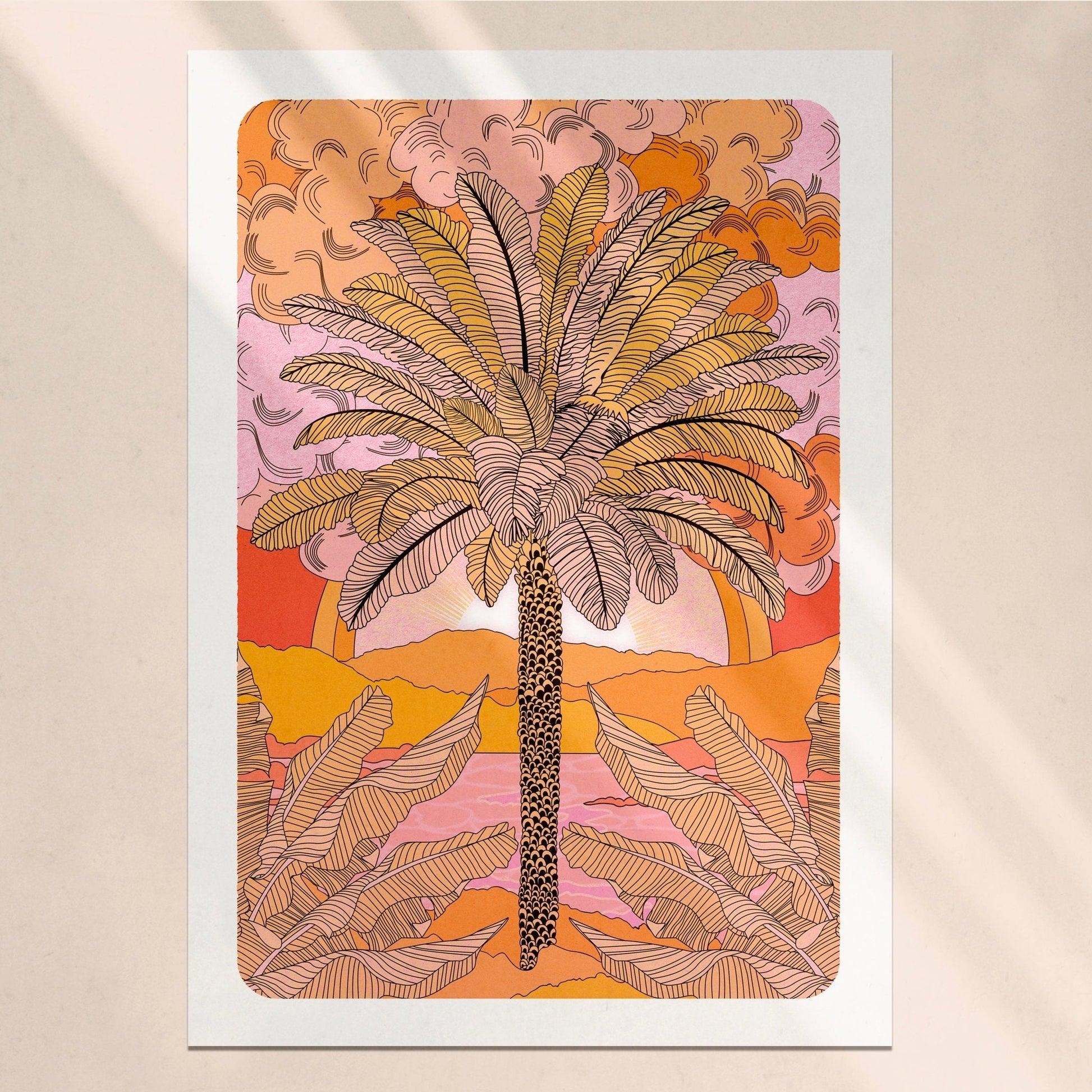 'Sunset Palm' Art Print-0