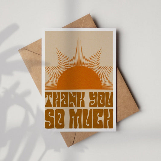 'Thank You' Boho Sun A6 Greetings Card | Fully Recycled-0