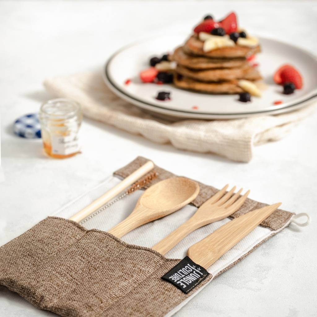 Bamboo Cutlery Set (Dark grey bag)-10