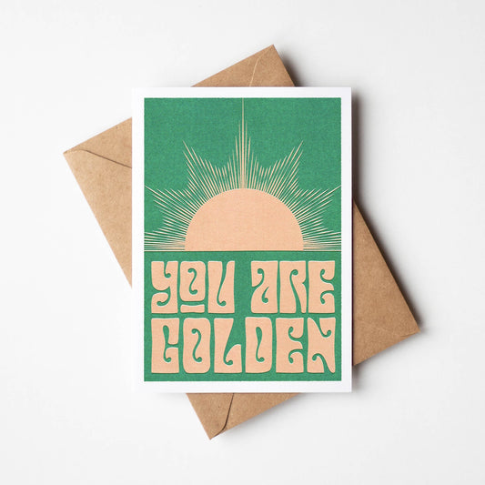 'You Are Golden' Boho Retro Sun A6 Greetings Card | Fully Recycled-0