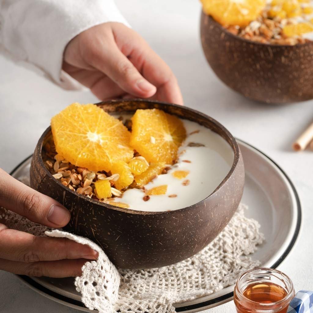 Patterned Coconut Bowl & Spoon Single Set-7